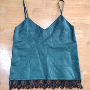 The Kooples green leather and lace camisole top XS